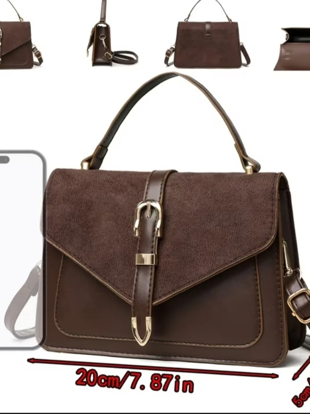 Classic Brown Suede  Top-Handle Women’s Bag